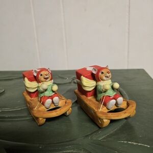 Festive Squirrel Sleigh Christmas Candle Holder Decor